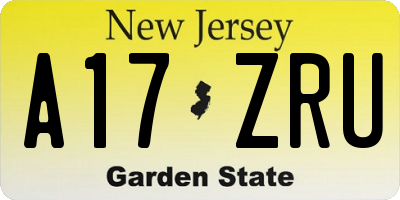 NJ license plate A17ZRU