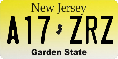 NJ license plate A17ZRZ