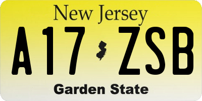 NJ license plate A17ZSB