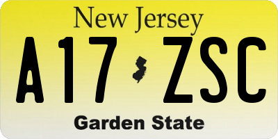 NJ license plate A17ZSC