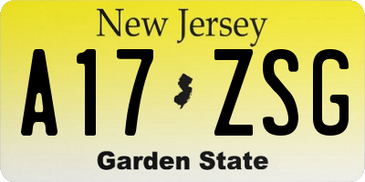 NJ license plate A17ZSG