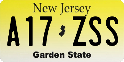 NJ license plate A17ZSS