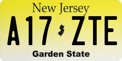 NJ license plate A17ZTE
