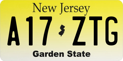 NJ license plate A17ZTG