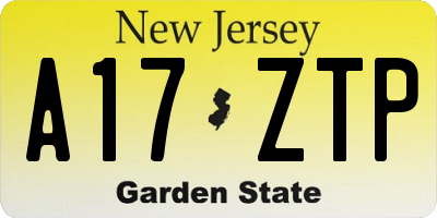 NJ license plate A17ZTP