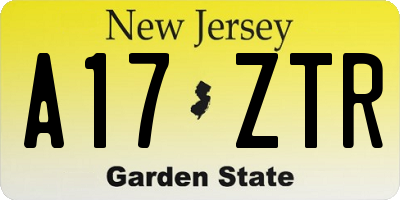 NJ license plate A17ZTR