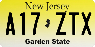 NJ license plate A17ZTX