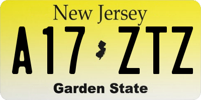 NJ license plate A17ZTZ