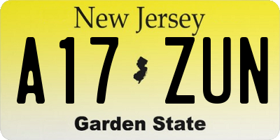 NJ license plate A17ZUN