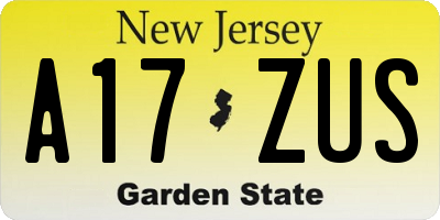 NJ license plate A17ZUS