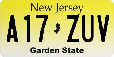 NJ license plate A17ZUV