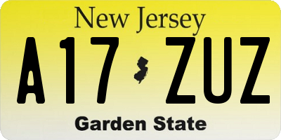 NJ license plate A17ZUZ