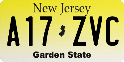 NJ license plate A17ZVC