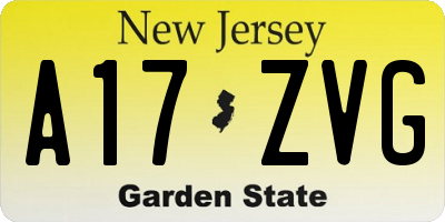 NJ license plate A17ZVG