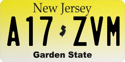 NJ license plate A17ZVM