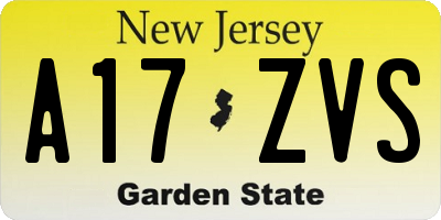 NJ license plate A17ZVS
