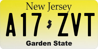 NJ license plate A17ZVT