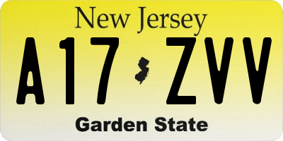 NJ license plate A17ZVV