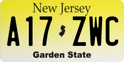 NJ license plate A17ZWC