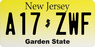 NJ license plate A17ZWF