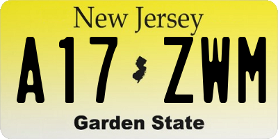 NJ license plate A17ZWM