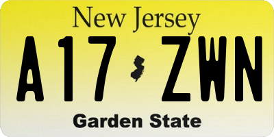 NJ license plate A17ZWN