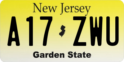 NJ license plate A17ZWU