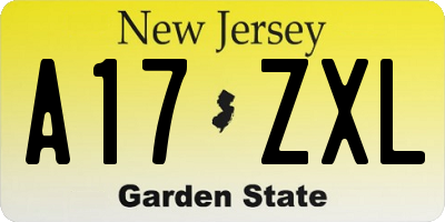 NJ license plate A17ZXL