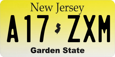 NJ license plate A17ZXM