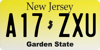 NJ license plate A17ZXU