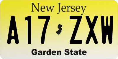 NJ license plate A17ZXW