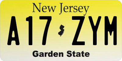 NJ license plate A17ZYM