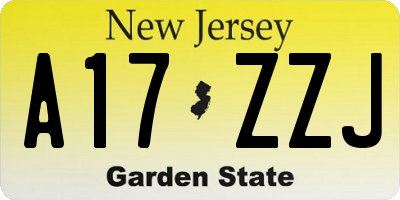NJ license plate A17ZZJ