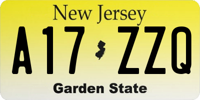 NJ license plate A17ZZQ