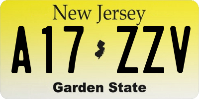 NJ license plate A17ZZV