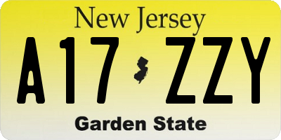 NJ license plate A17ZZY