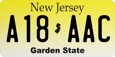 NJ license plate A18AAC