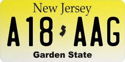 NJ license plate A18AAG