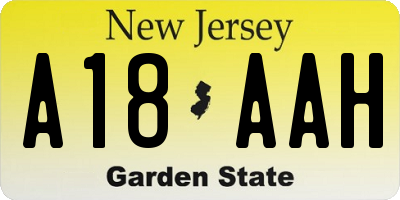 NJ license plate A18AAH