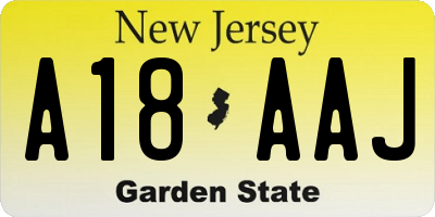 NJ license plate A18AAJ