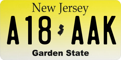 NJ license plate A18AAK