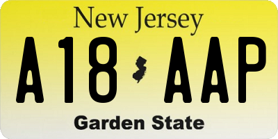 NJ license plate A18AAP