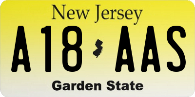 NJ license plate A18AAS