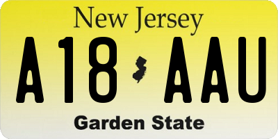 NJ license plate A18AAU