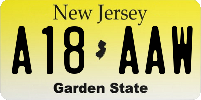 NJ license plate A18AAW