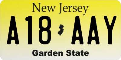 NJ license plate A18AAY