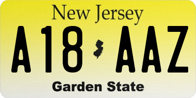 NJ license plate A18AAZ