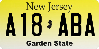 NJ license plate A18ABA