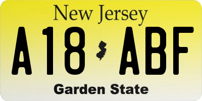 NJ license plate A18ABF