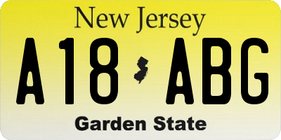 NJ license plate A18ABG